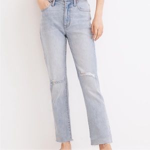 NWT Madewell High-Rise Slim Boyjean in Prentice Wash Ripped Edition Jeans Sz 26P